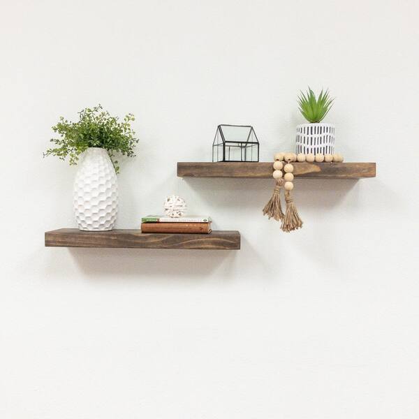 Del Hutson Designs True Floating 5.5 in x 20 in x 2 in Dark Walnut Pine