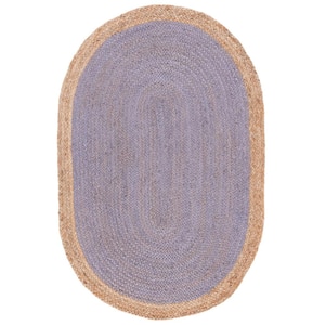 Natural Fiber Gray/Beige Doormat 3 ft. x 4 ft. Woven Ascending Oval Area Rug
