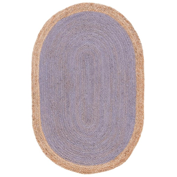 SAFAVIEH Natural Fiber Gray/Beige Doormat 3 ft. x 4 ft. Woven Ascending Oval Area Rug