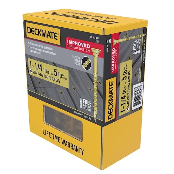 DECKMATE #8 x 1-1/4 in. Tan Exterior Self-Starting Torx Flat-Head