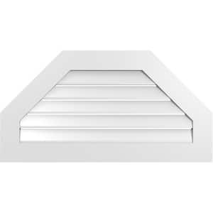38 in. x 20 in. Octagonal Top Surface Mount PVC Gable Vent: Functional with Standard Frame