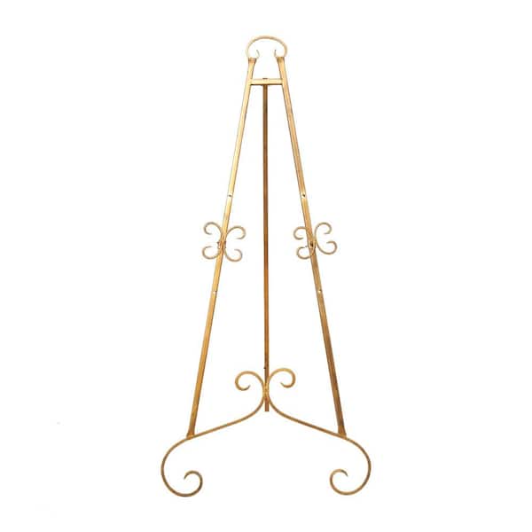 Kavia 48H Gold Iron Scrolled Adjustable Stand Floor Easel