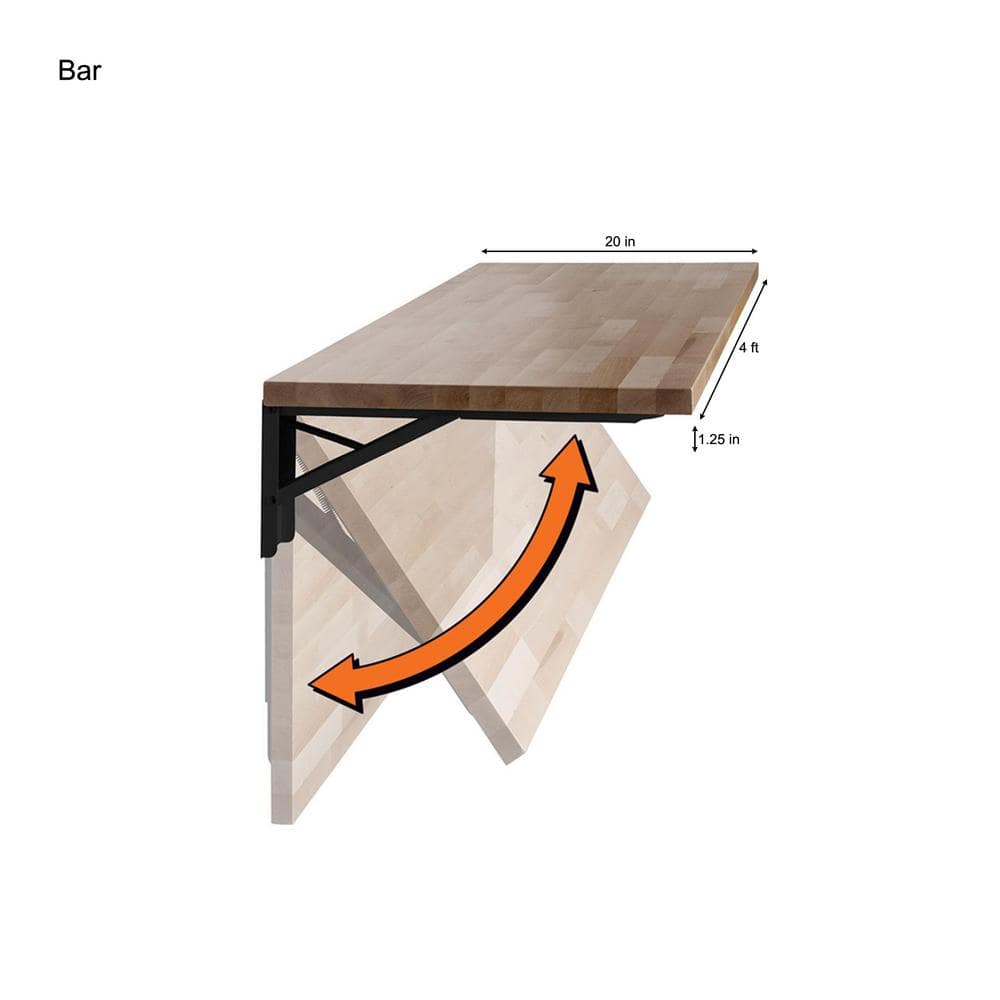 Hevea 4 ft. Satin Finish Folding Butcher Block Countertop