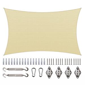 10 ft. x 8 ft. 190 GSM Beige Rectangle Sun Shade Sail with Rectangle Kit