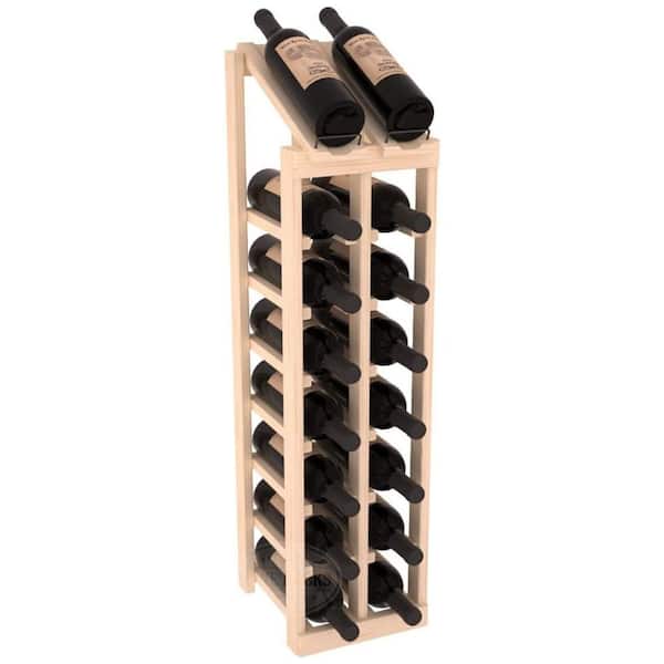 WINE RACKS AMERICA Natural Unstained Pine 16-Bottle 2-Column 8-Row Display Top Wine Rack Kit