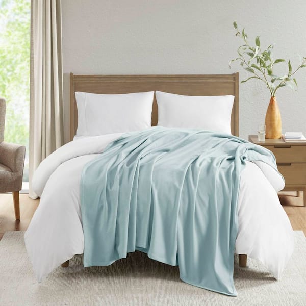 Madison Park Blue Liquid Cotton King Blanket
