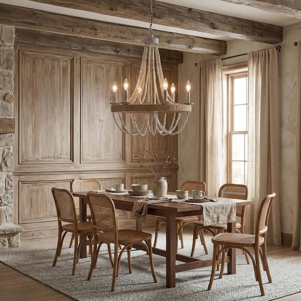 matrix decor 6-Light Wood Vintage Candle Chandelier MD-BB8803