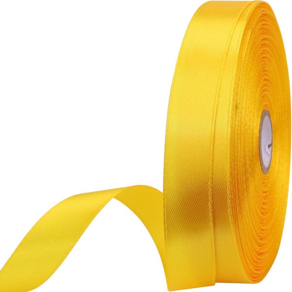 Yellow Satin Ribbon 5/8 in. 50 yds. for Gift Wrapping Wedding Crafts Christmas Easter Floral Hair Decorations
