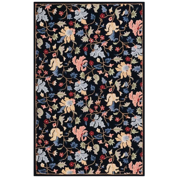 Chelsea 6 ft. x 9 ft. Black/Red Oversized Floral Area Rug