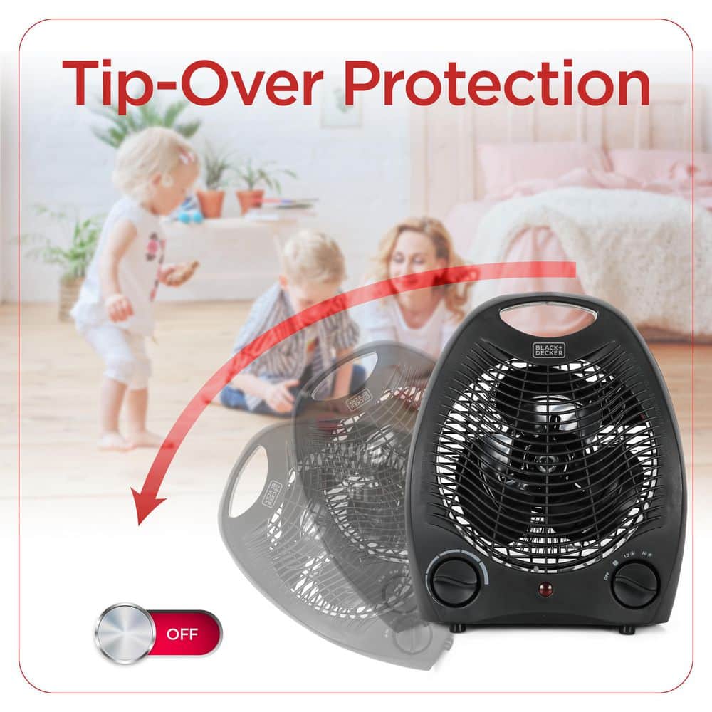 BLACK+DECKER 1,500-Watt-Max Personal Desktop Heater with Fan Setting (Black), BHD101B
