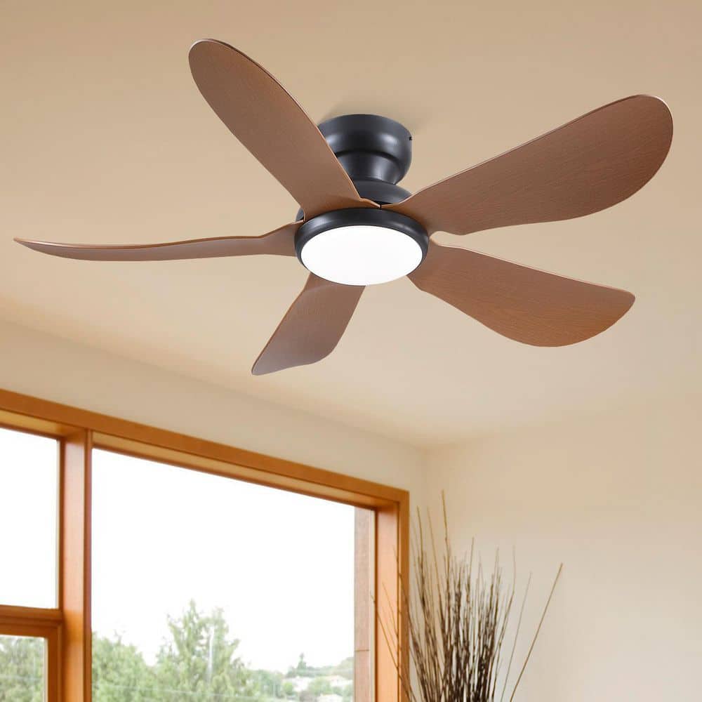 46 in. Black Modern Flush Mount Standard Ceiling Fan with Adjustable LED Light price history on PriceWatchPro