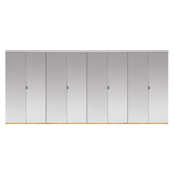 Impact Plus 120 in. x 96 in. Beveled Edge Mirror Solid Core MDF Interior Closet Bi-Fold Door with Chrome Trim