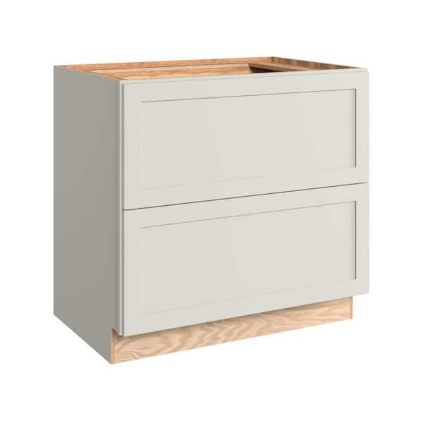 Thornton 36 in. W x 24 in. D x 34.5 in. H Assembled Plywood Drawer Base Kitchen Cabinet in Moonshine with 2-Drawers