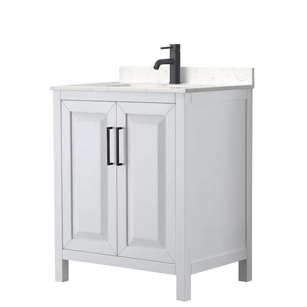 Wyndham Collection Daria 30 in. W x 22 in. D x 35.75 in. H Single Bath Vanity in White with Carrara Cultured Marble Top