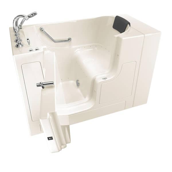 American Standard Gelcoat Premium 52 in. Left-Hand Walk-In Air Bath Bathtub in Linen
