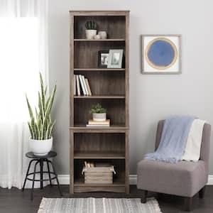 Home Office 26.25 in. Wide Drifted Gray 6-Shelf Tall Bookcase