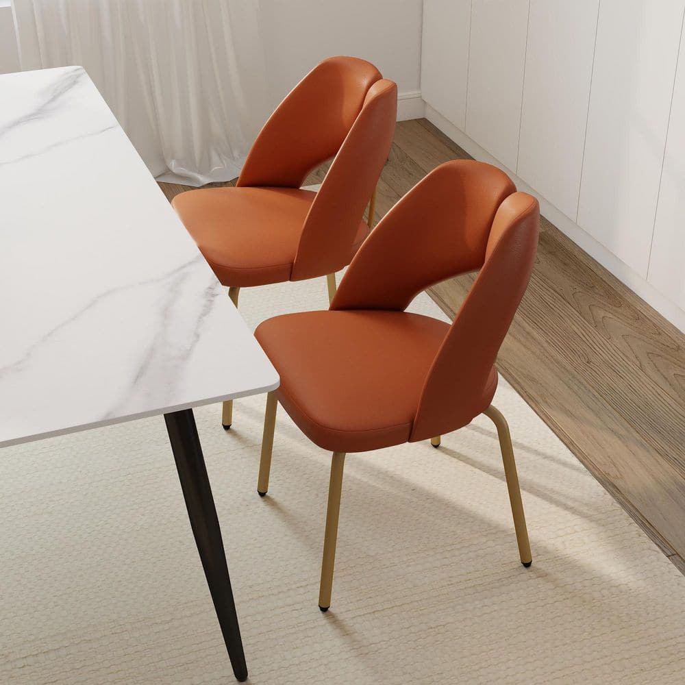 Set of 2 Brown Modern PU Leather Upholstery Dining Chairs Set with Padded Seat price history on PriceWatchPro