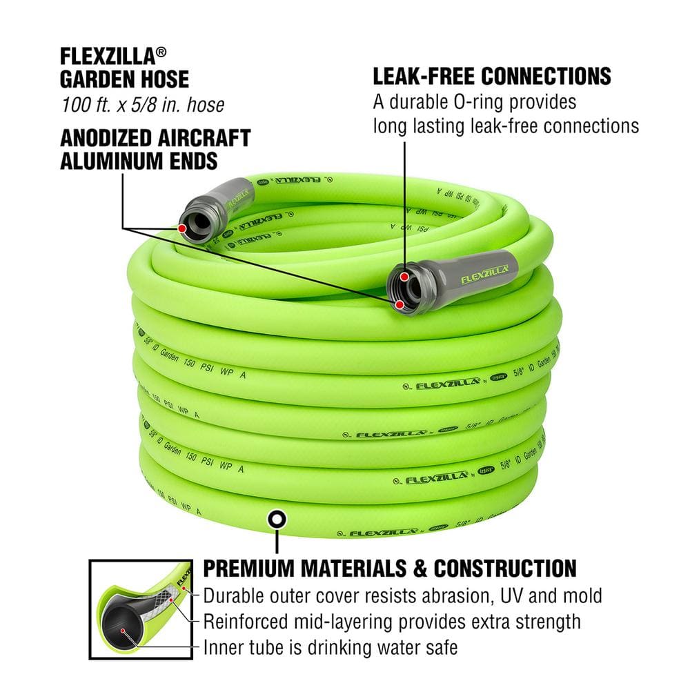 5/8 in. x 100 ft. ZillaGreen Garden Hose with 3/4 in. GHT Fittings - Thumbnail 2