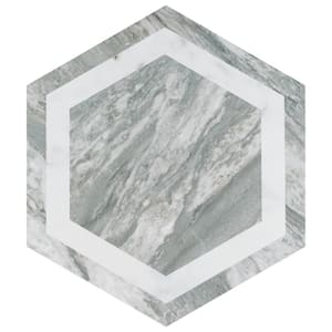 BioTech Hex Bardiglio Deco 11-1/4 in. x 13 in. Porcelain Floor and Wall Take Home Tile Sample