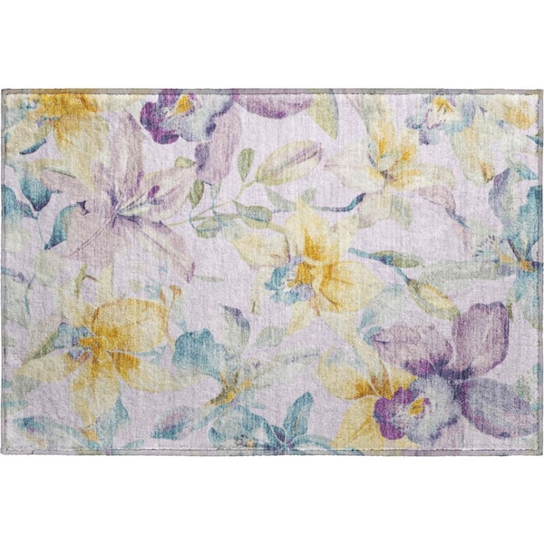 Mayfield Premium Machine Washable Abstract AMF2262 Lavender 2 ft. x 3 ft. Accent Rug