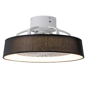 Kemp 18.8 in. Modern Indoor Black Fabric Drum Round Ceiling Fan Lighting with Color-Changing Integrated LED with Remote