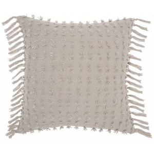 Gray Solid Polyester 20 in. x 20 in. Throw Pillow