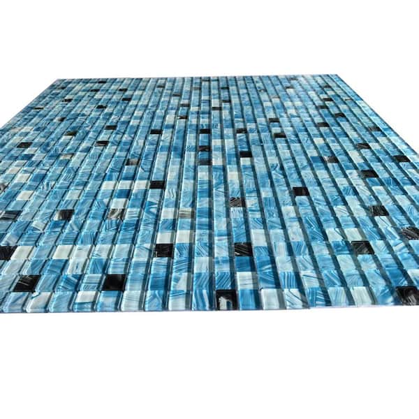 Free Flow Blue 12in x 12in Square Glass Mosaic Wall And Floor Tile(10.76 sq. ft/Case)