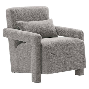 Mirage Boucle Upholstered Armchair in Light Gray