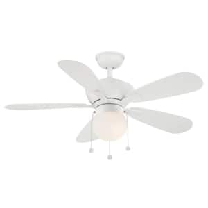 Loomis 44 in. LED Indoor Matte White Ceiling Fan with Light and Star Projecting Uplight Included