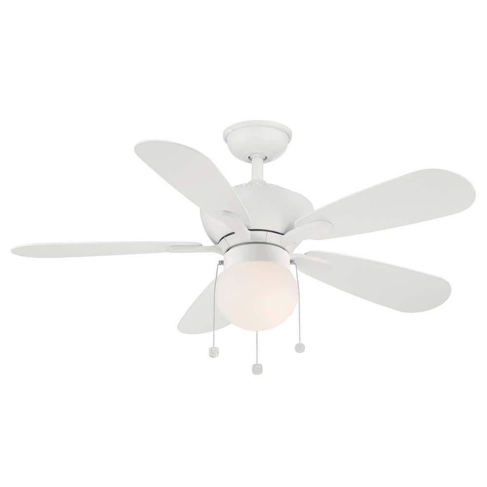 Hampton Bay Loomis 44 in. LED Indoor Matte White Ceiling Fan with Light