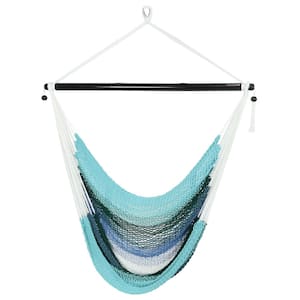 Sunnydaze 2.3 ft. Polyester Caribbean Hanging Hammock Chair - Lagoon Stripes