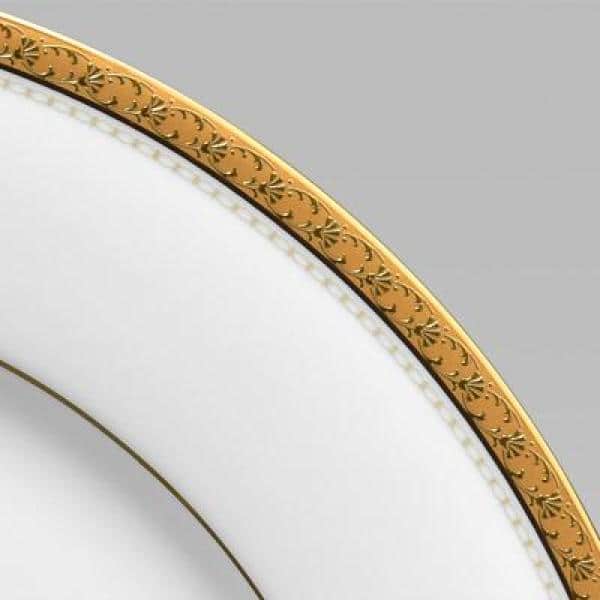 Charlotta Gold Trim White Porcelain 5-Piece Place Setting