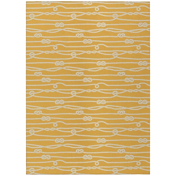Harpswell Gold 5 ft. x 7 ft. 6 in. Geometric Indoor/Outdoor Area Rug