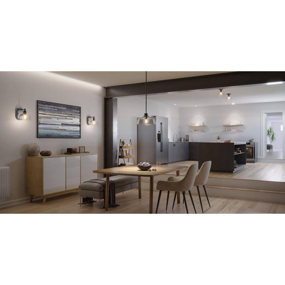 Matte Black Glass Semi-Flush Mount Light Fixture