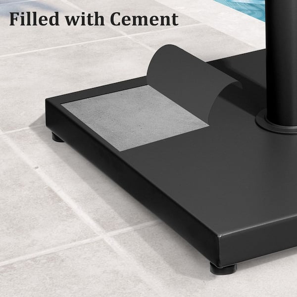 43 lbs. Square Metal Concrete Outdoor Patio Umbrella Base Holder in Black for Patio Market Umbrella Table Umbrella