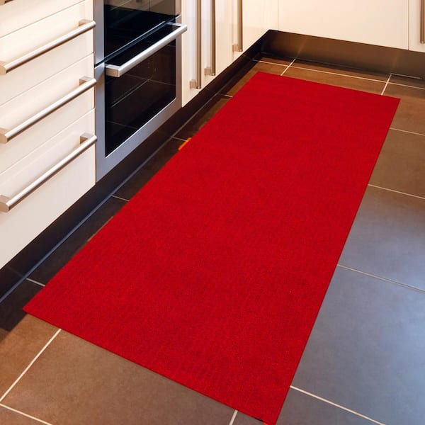 Sweet Home Stores Ribbed Waterproof Non-Slip Rubber Back Solid Runner Rug 2 ft. W x 4 ft. L Gray Polyester Garage Flooring