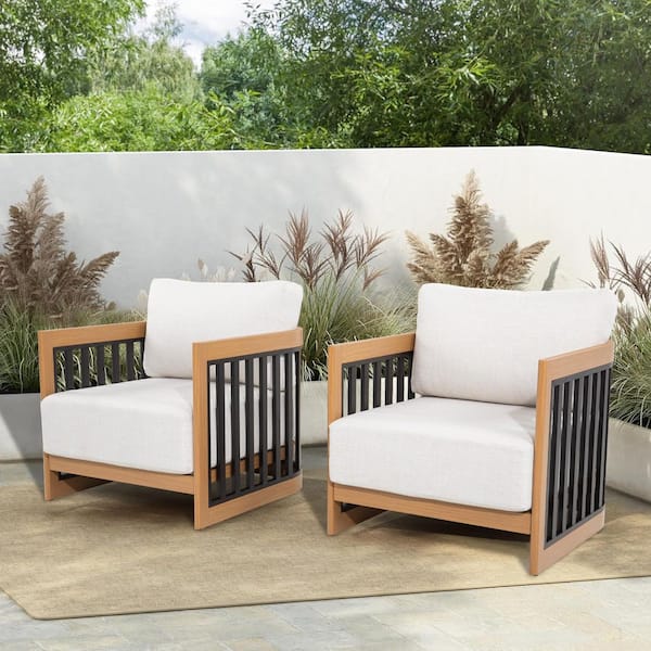 Sereno Aluminum Outdoor Lounge Chairs with White Cushion (2-Pack)