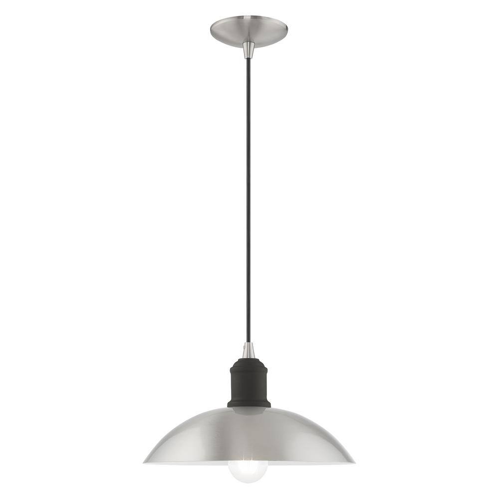 Brushed Nickel 1-Light Mini Pendant with Glass Bowl