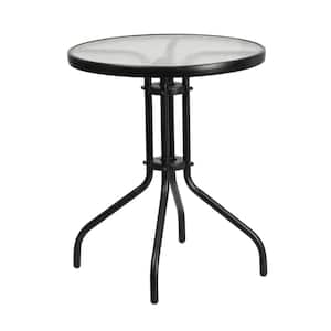 Clear/Black Round Metal Outdoor Bistro Table
