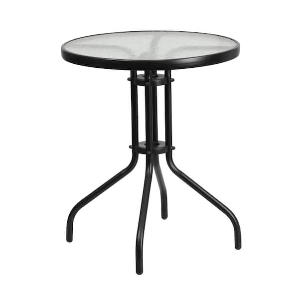 Carnegy Avenue Clear/Black Round Metal Outdoor Bistro Table