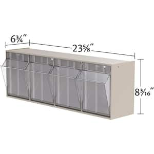 06704, 23 5/8 in. W x 6 3/4 in. D x 8 3/16 in. H, 4-Compartment Cabinet Small Parts Organizer Storage Bins, Tan (1-Pack)