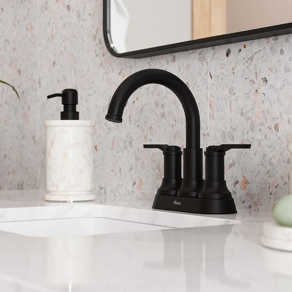 Briscoe 4 in. Centerset Double Handle Bathroom Faucet in Spot Defense Matte Black