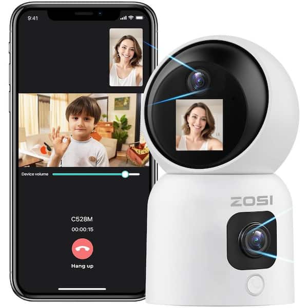 ZOSI C528M 6MP(2*3MP) Wired Indoor Smart Home Security Camera, Baby Pet Monitor, 360 Pan Tilt, One-Touch Call, 2.4G/5G WiFi