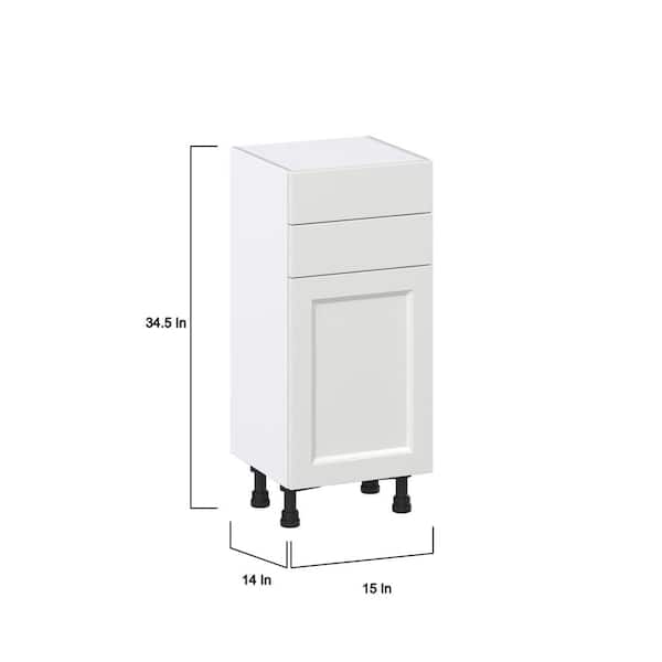 J COLLECTION 15 in. W x 34.5 in. H x 14 in. D Alton Painted White Shaker Assembled Shallow Base Kitchen Cabinet with 6 Drawers