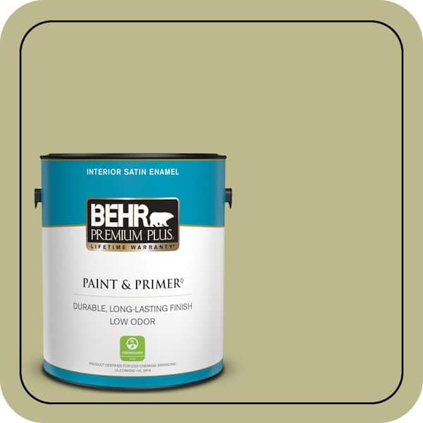 BEHR PREMIUM PLUS 1 gal. #S340-4 Back to Nature Satin Enamel Low Odor Interior Paint & Primer