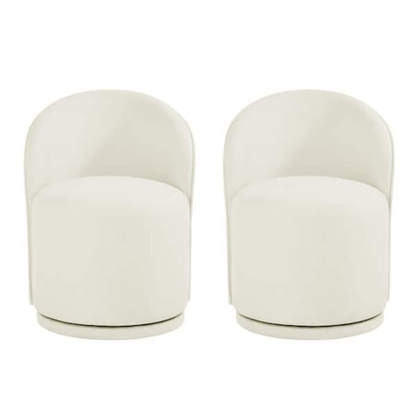 Beige Linen Polyester Swivel Dining Side Chair (Set of 2)