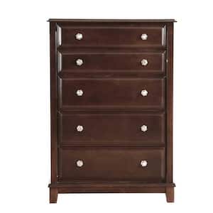 Ashford 5-Drawer Cappuccino Chest of Drawers (58 in. H x 40 in. W x 19 in. D)