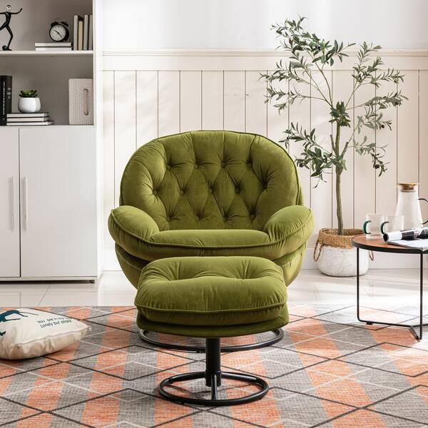 green chair and ottoman