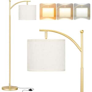 61.8 in. Gold and Beige 1-Light Dimmable Standard Floor Lamp for Living Room, Bedroom, Office, Classroom and Dorm Room