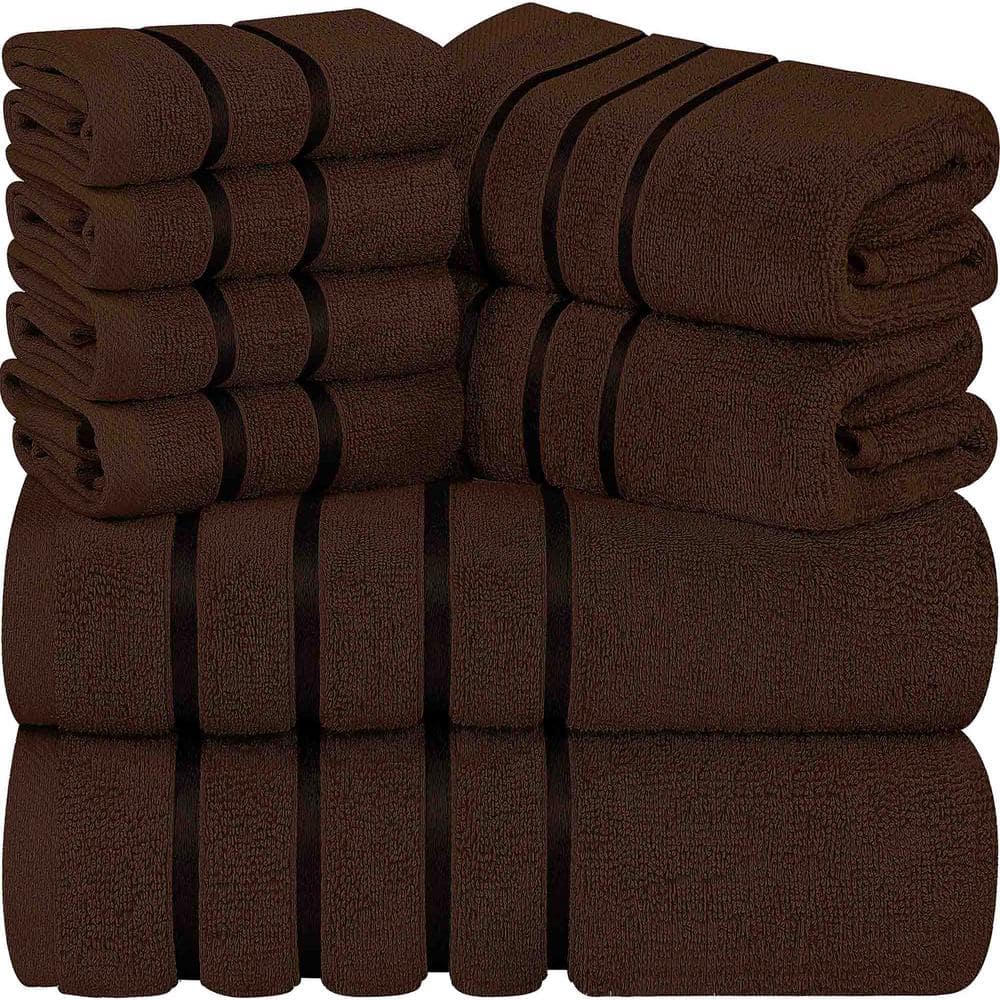 8-Piece Brown Luxury Cotton Towel Set